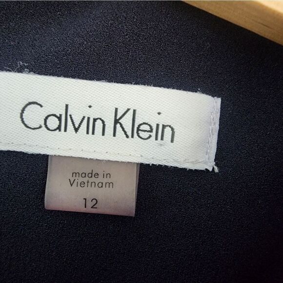 Calvin Klein Blue Sheath Dress Sleeveless Crew Neck High Low Hem - Picture 8 of 12